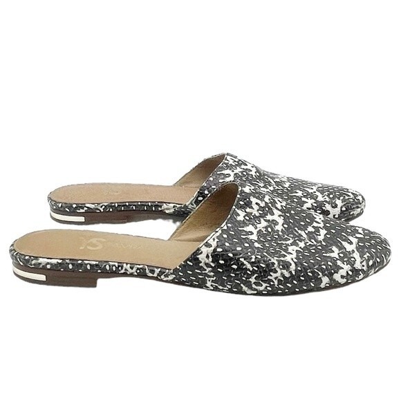 Yosi Samra Parker Mules Gray Snake Embossed Leather Open Back Flats Size 7 - Picture 8 of 16